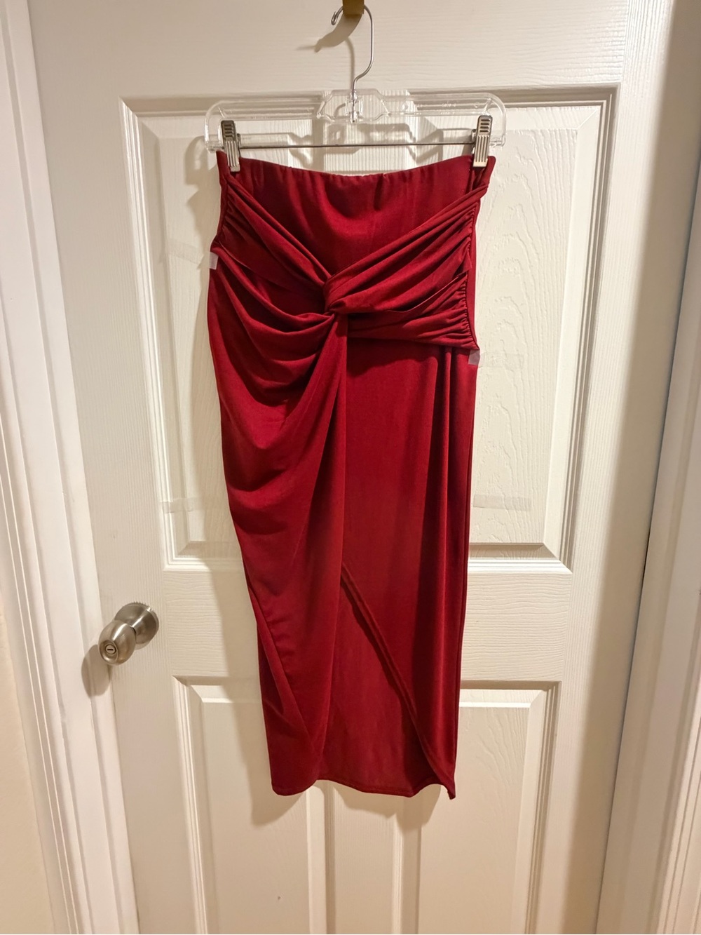 Yelete Crimson Twist-Front Midi Skirt